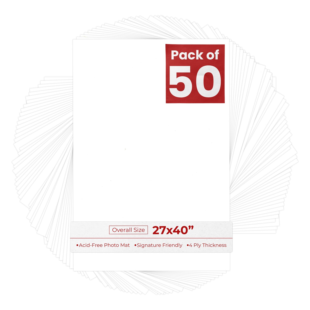 Textured White 27x40 Uncut Mat Board - Blank Sheets, No Opening